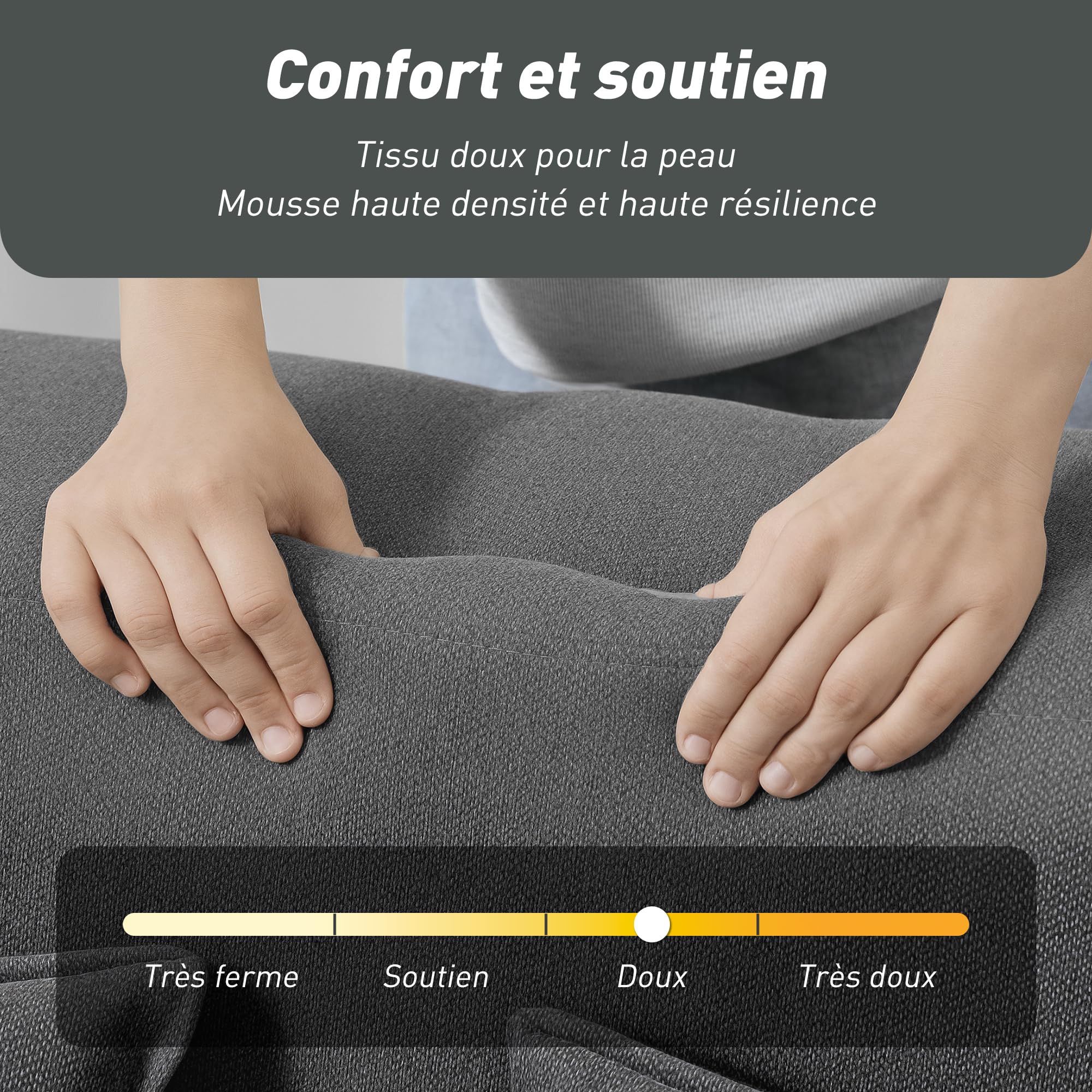 HOMCOM Canapé Convertible 2 Places Canapé-Lit Chenille 203 cm 360kg Gris | Assise et Accoudoirs Larges, 2 Coussins, Entièrement Compressé, pour Salon, Petit Espace, Aucun Assemblage Requis