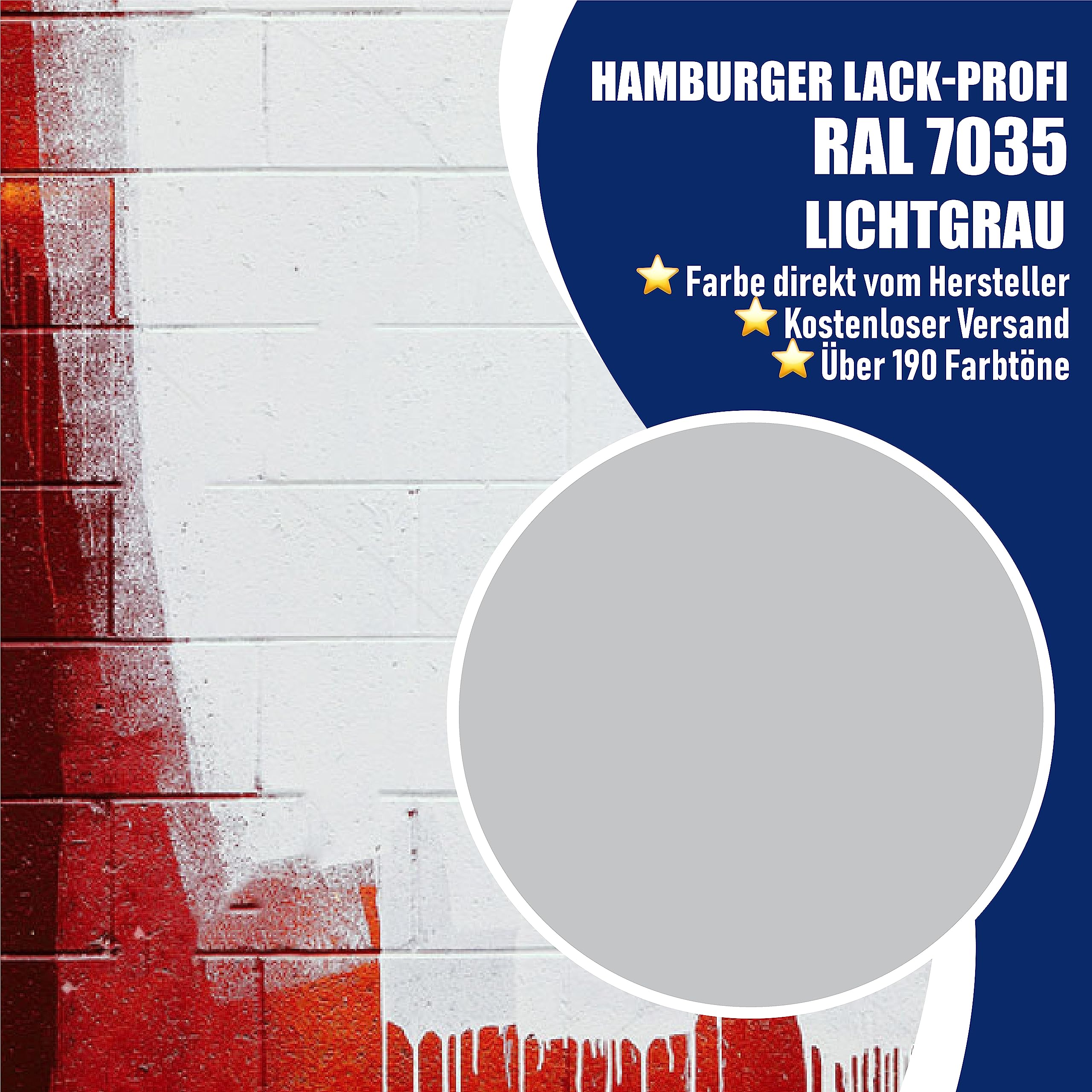 Hamburger Lack-Profi Betonfarbe SEIDENMATT Lichtgrau RAL 7035 Grau Bodenfarbe Bodenbeschichtung Betonbeschichtung Fassadenfarbe (2,5 L)