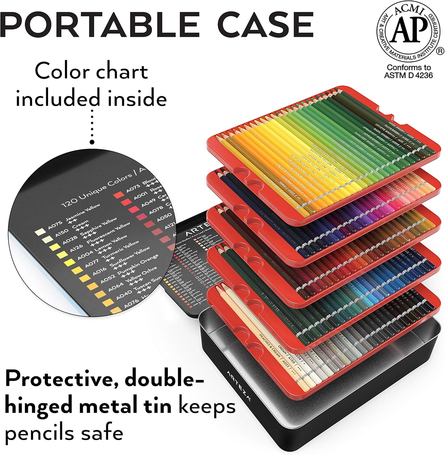 Arteza Professional Watercolor Pencils, Set of 120, Multi Colored Art Drawing Pencils in Bright Assorted Shades, Art Supplies for Coloring, Blending and Layering, Watercolor Techniques