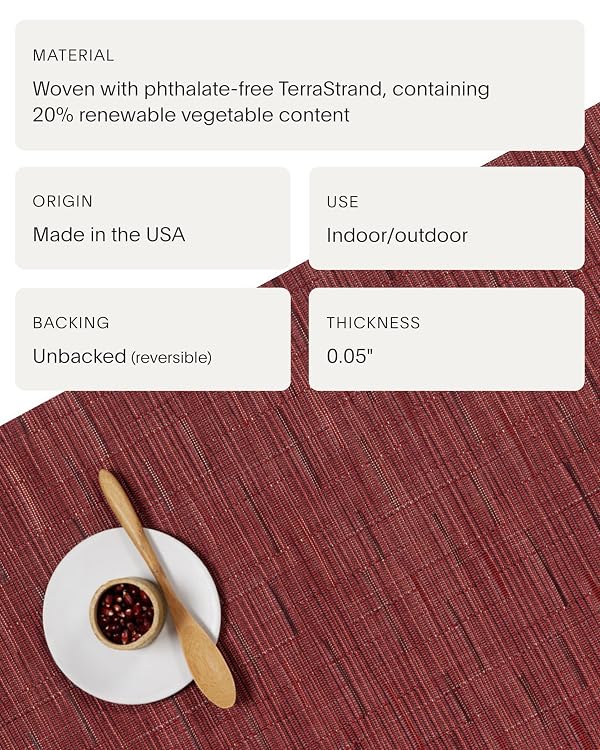 Chilewich Bamboo Placemats Set of 4 - Woven Oval Placemats - Reusable, Stain-Resistant, Indoor/Outdoor Tabletop Protection - 19" x 14" - Cranberry by Chilewich - Used condition - Image 4
