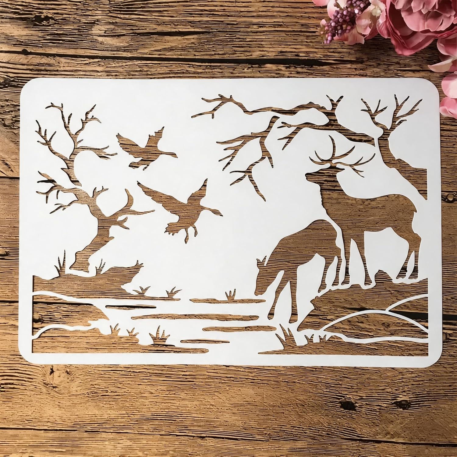 TIAMECH A4 Reusable Sunrise Ocean Wave Coastal Stencil for Painting