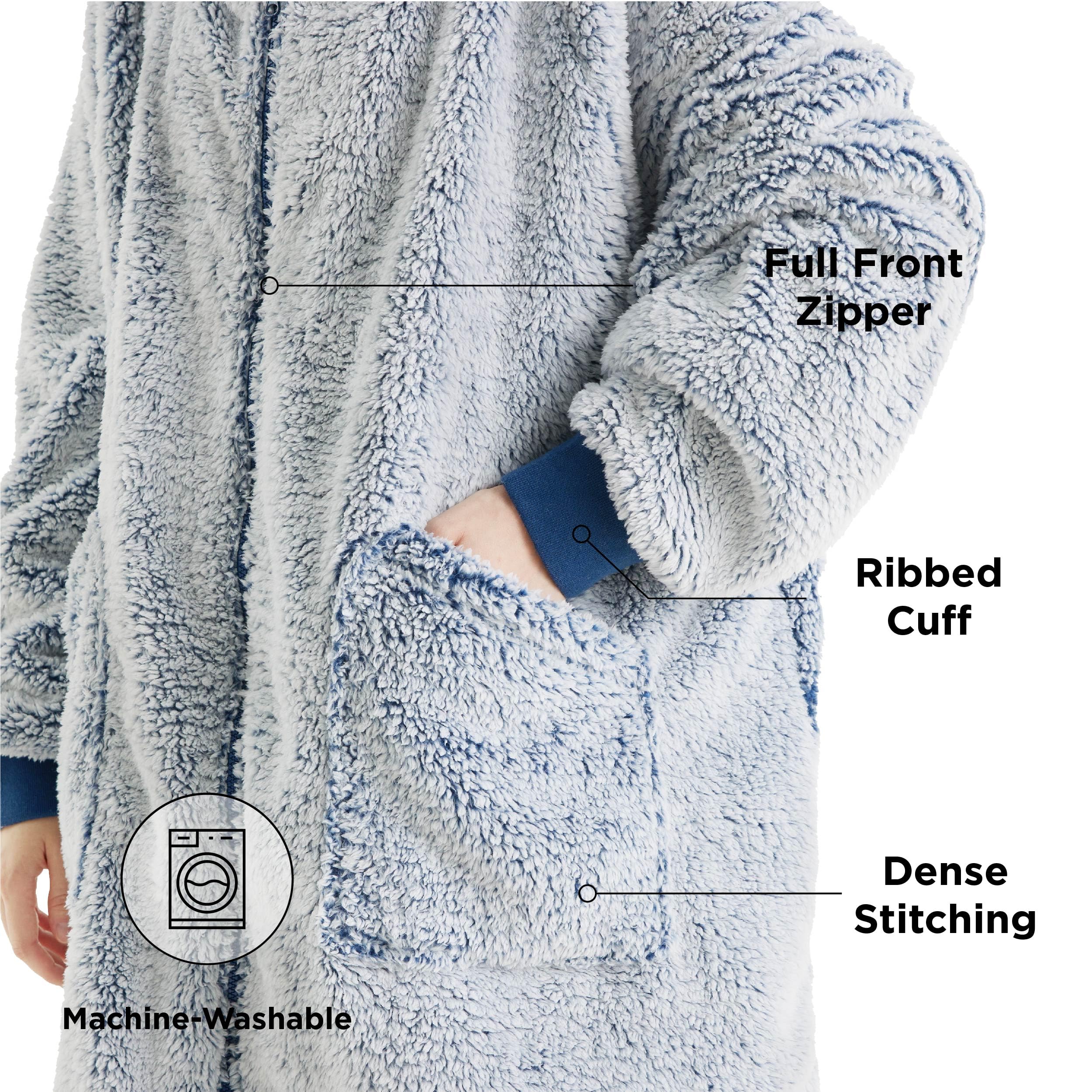 Bedsure Wearable Blanket Hoodie Zip Up - Image 2