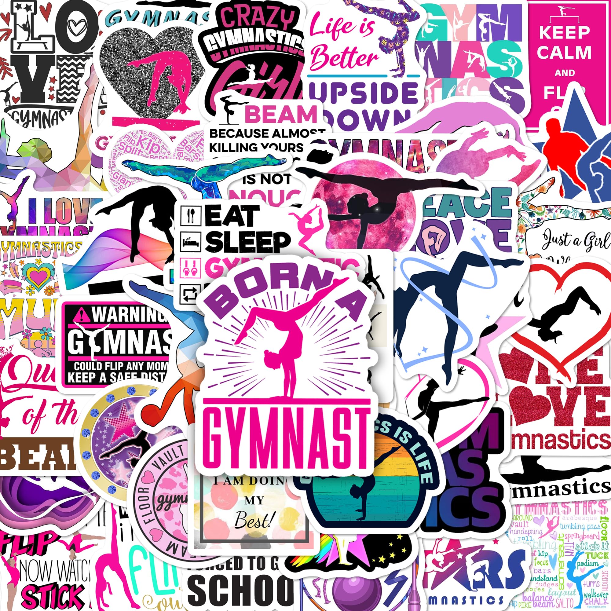 BEATRI Gymnastics Stickers 50Pcs Vinyl Waterproof Gymnastics Gifts Decor