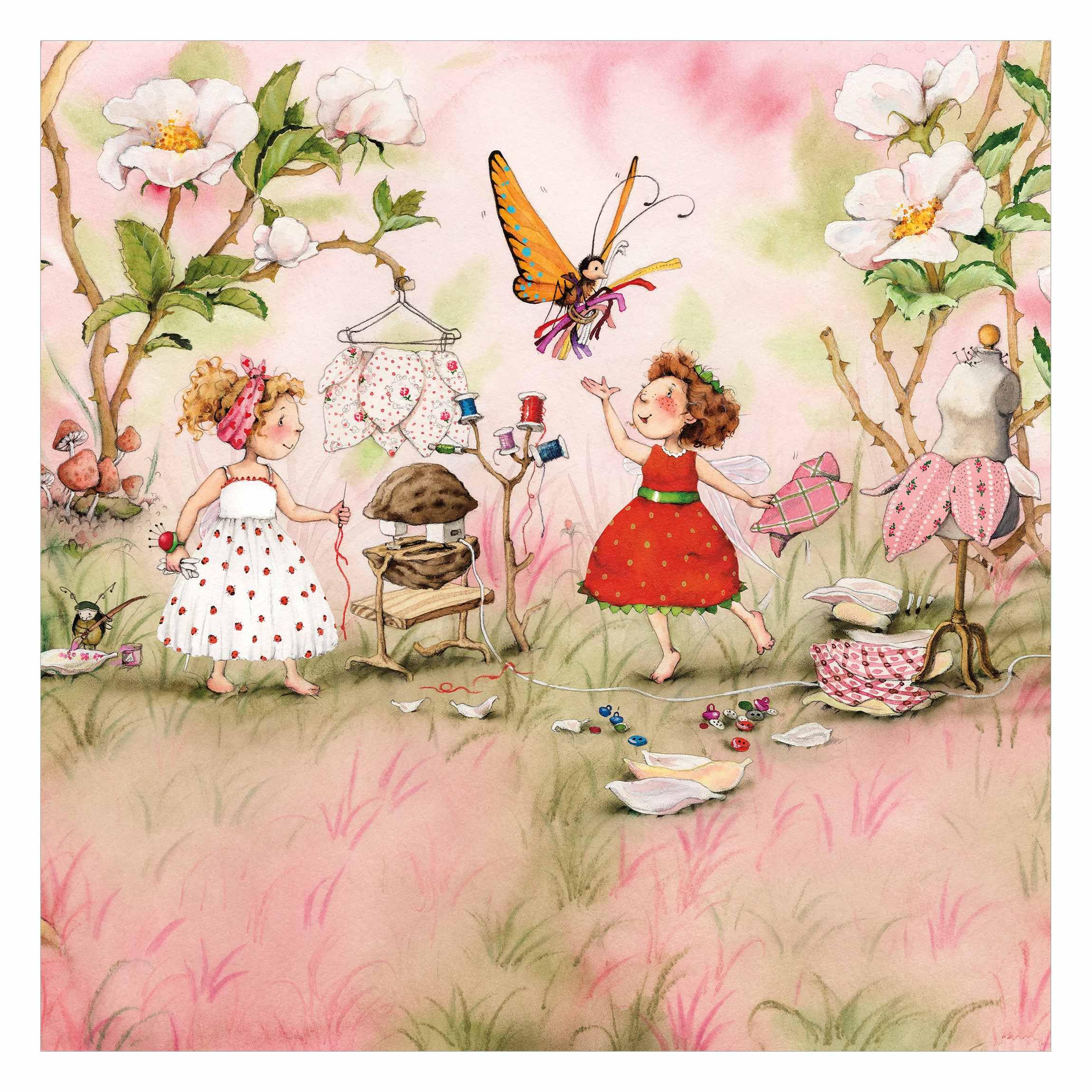 Tapisserie murale aquarelle chambre bébé fille garçon 336x336cm