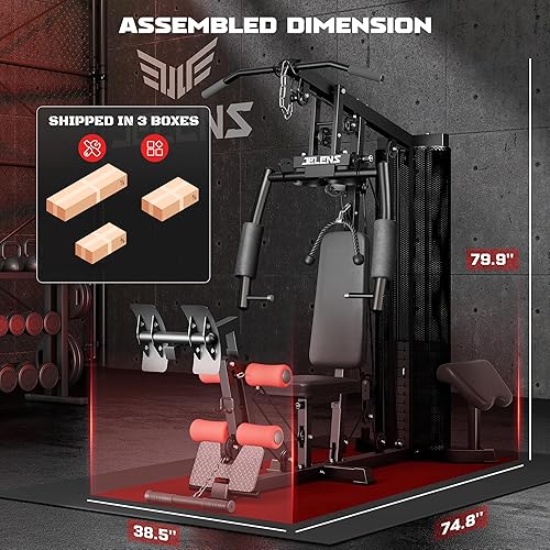 Miniatura 9 de Gimnasio en casa, equipo multifuncional H11 de gimnasio en casa, estación de entrenamiento con pila de peso de 150 libras, equipo de ejercicio con