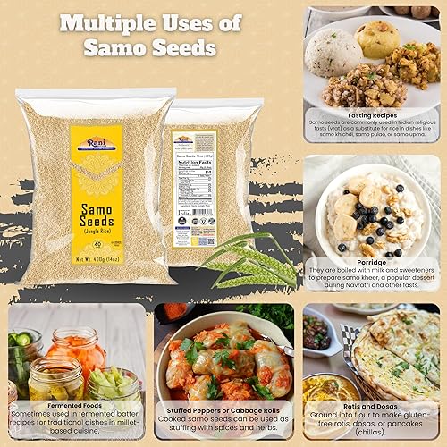 Miniatura 5 de Semillas de Samo Rani enteras (mijo de granero japonésarroz de selvaMoriyoarroz samak) Echinochloa frumentacea 14 oz (400 g)  Todo natural  vegano