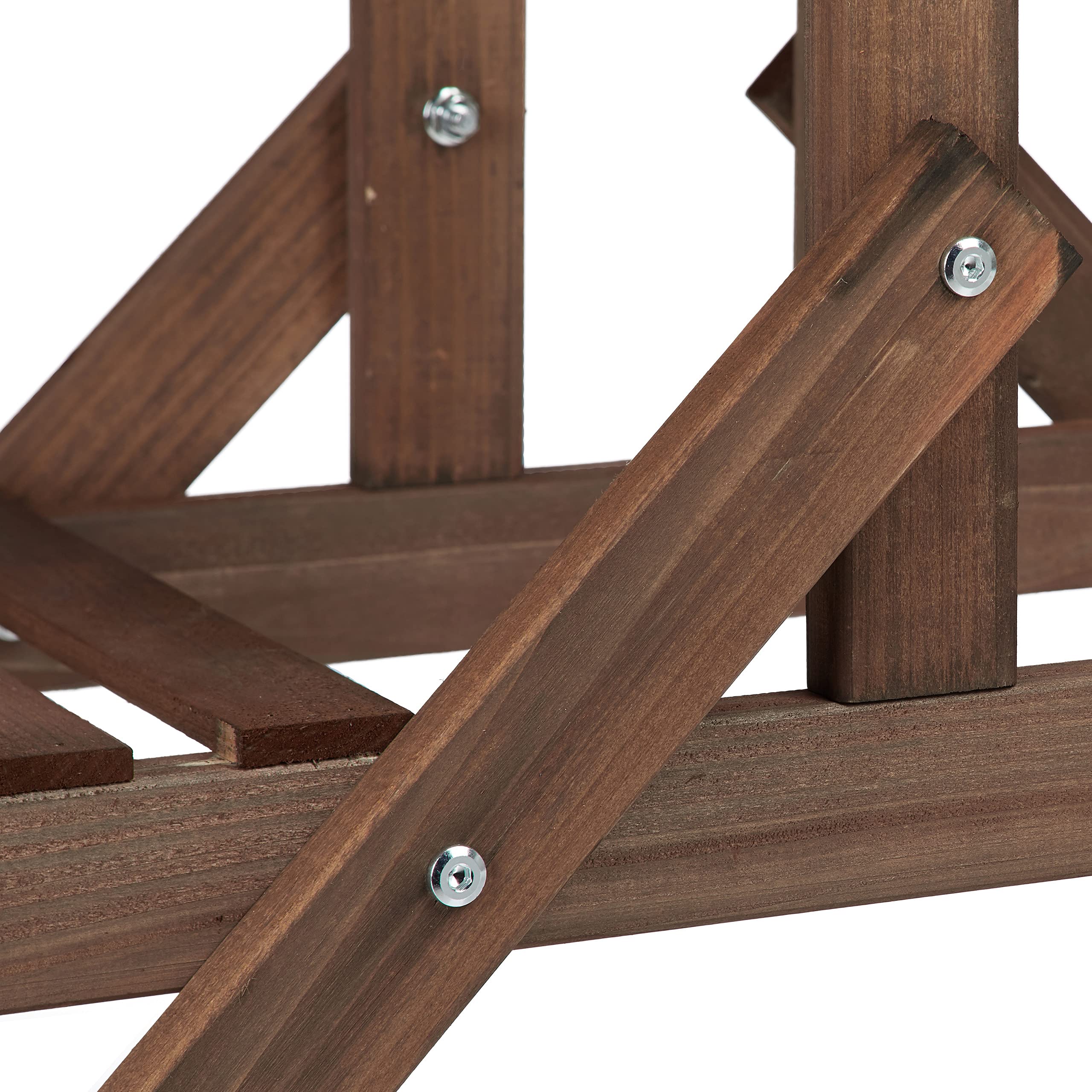 Relaxdays Soporte Plantas para Interior 5 Niveles, Madera, Marrón oscuro, 142,5 x 83 x 28,5 cm