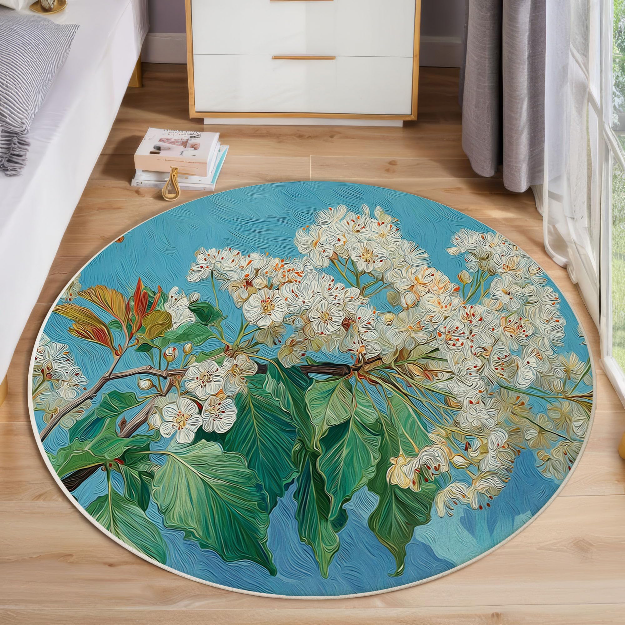 Tapis salon doux 160 cm lavable résistant aux taches et non glissant