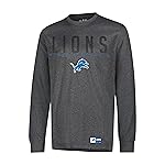 Ultra Game NFL Official Adults Super Soft Game Day Long Sleeve T-Shirt - Unisex, Detroit Lions, Heather Charcoal, Medium