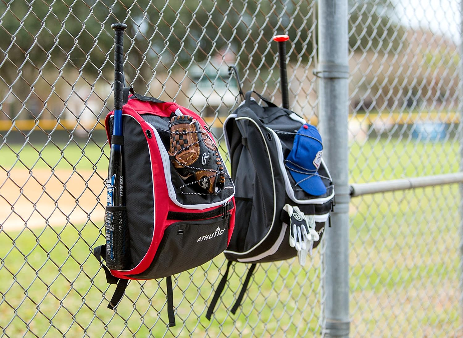 Athletico Baseball Bat Bag - Backpack for Baseball, T-Ball & Softball Equipment & Gear for Youth and Adults | Holds Bat, Helmet, Glove, & Shoes |Shoe Compartment & Fence Hook - Image 8