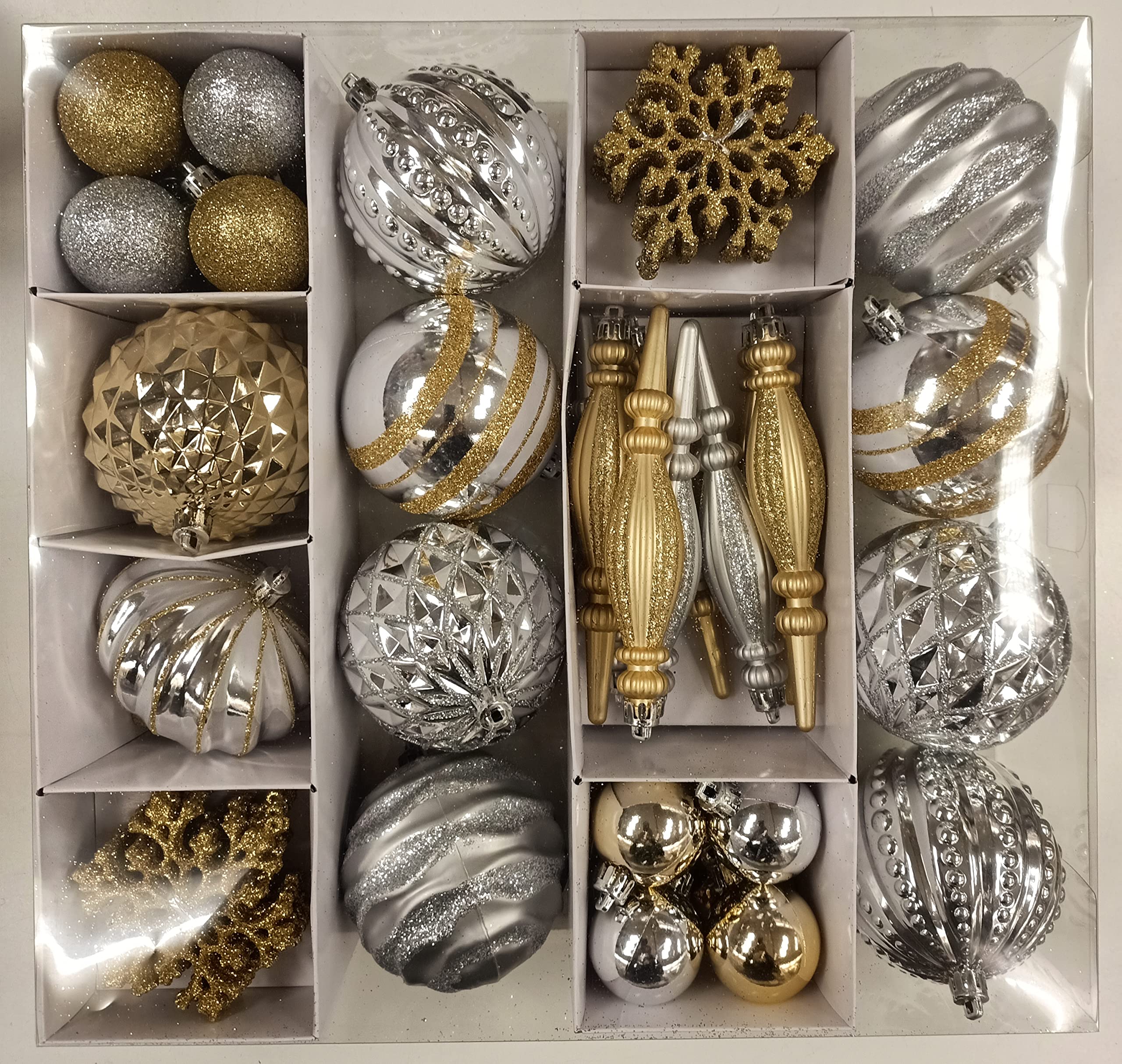 Kit de decoración para árbol de Navidad, oro plata 40 unidades