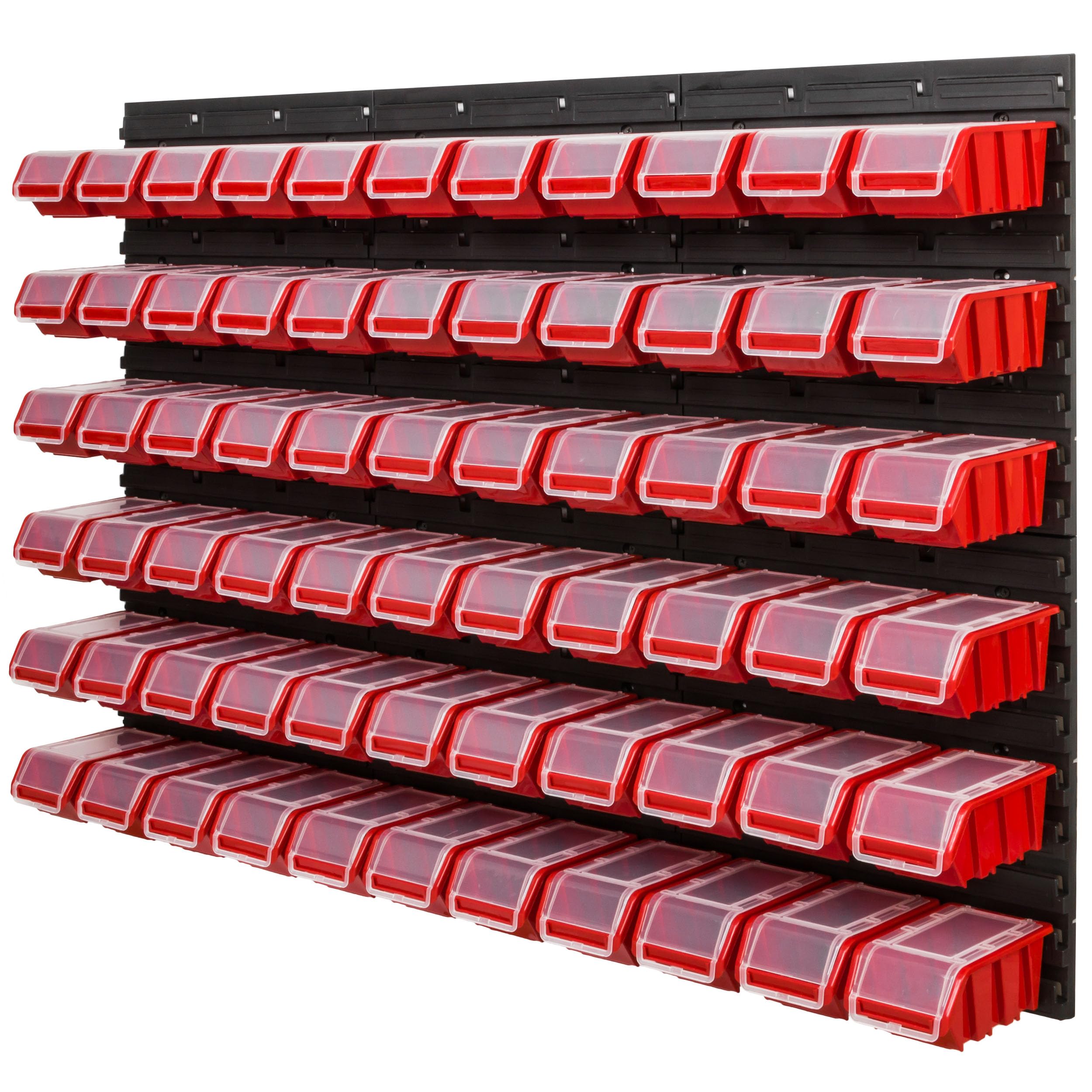Sistema de almacenamiento de taller, 117 x 78 cm, 66 unidades, estantería de pared con cajas apilables, paneles de pared extrafuertes, estantería para herramientas, estantería de almacenamiento