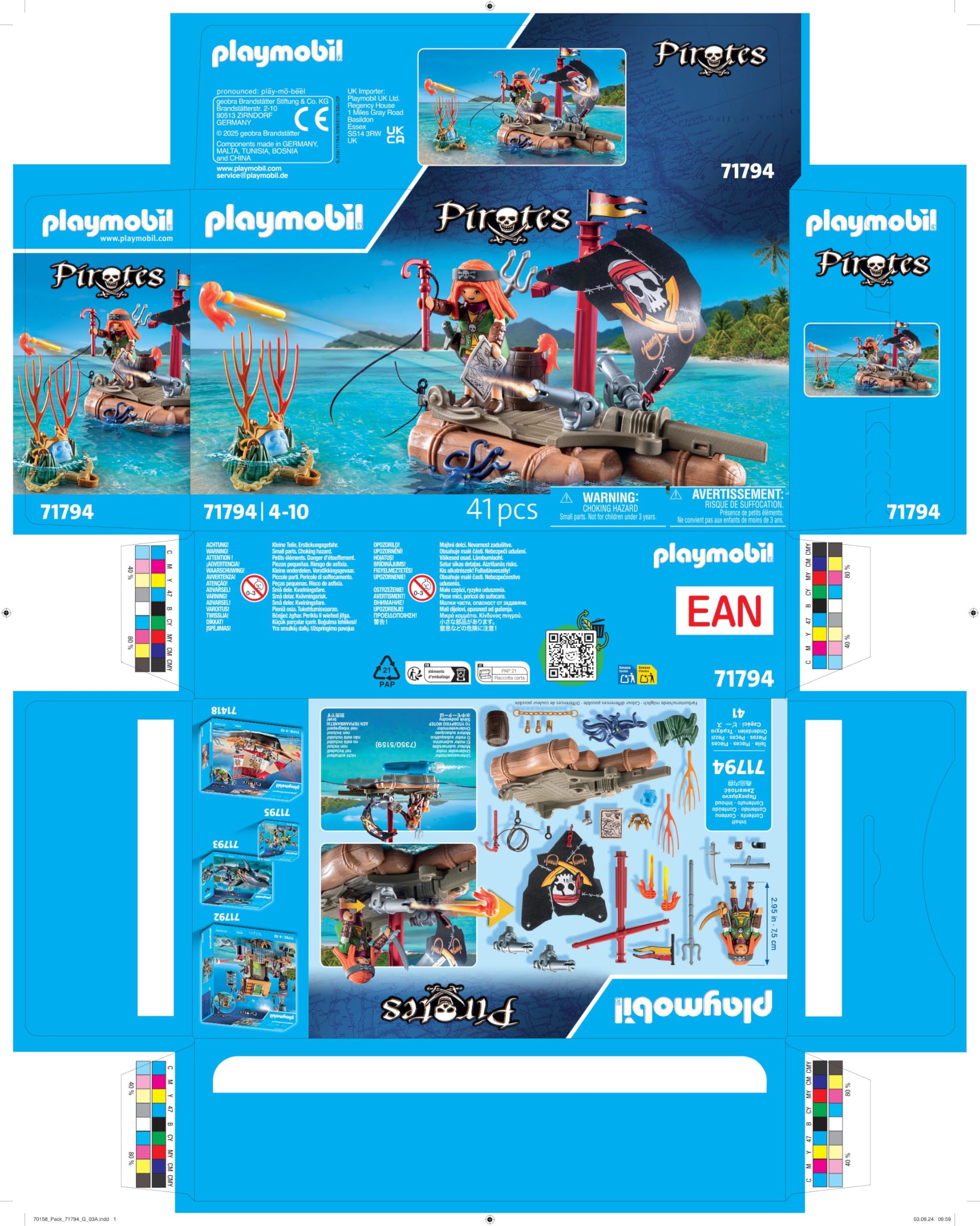 PLAYMOBIL | Pirati | Zattera dei pirati | Giocattolo Pirata | Personaggio Pirata | Giocattoli per bambini dai 4 anni in su | 71794