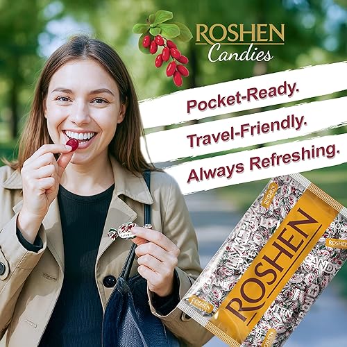 Miniatura 5 de Roshen Caramelo duro, sabor a agracejo Karamelkino, envueltos individualmente, a granel de 2.2 libras (2.2 lbs), aproximadamente 166 piezas  Dulces