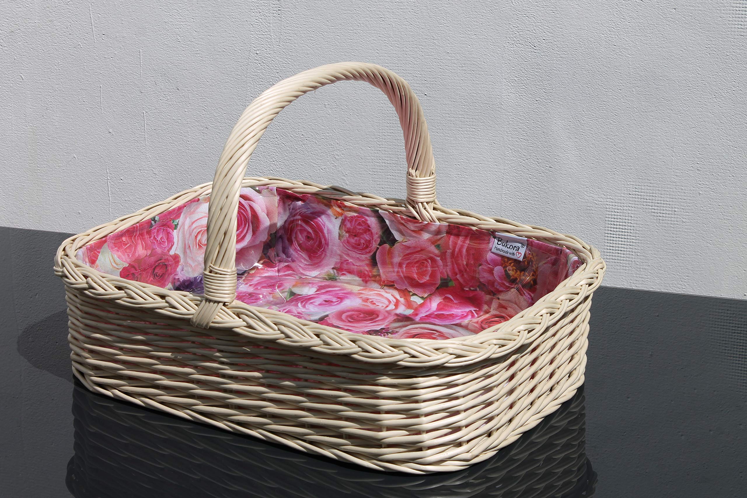 Bukora Light Willow Tray with Rose Lining