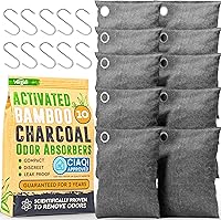 Vergali Activated Bamboo Charcoal Odor Absorber Bags - 10 Pack for Car, Closet, Shoes, Basement - Natural Deodorizer & Air Purifier