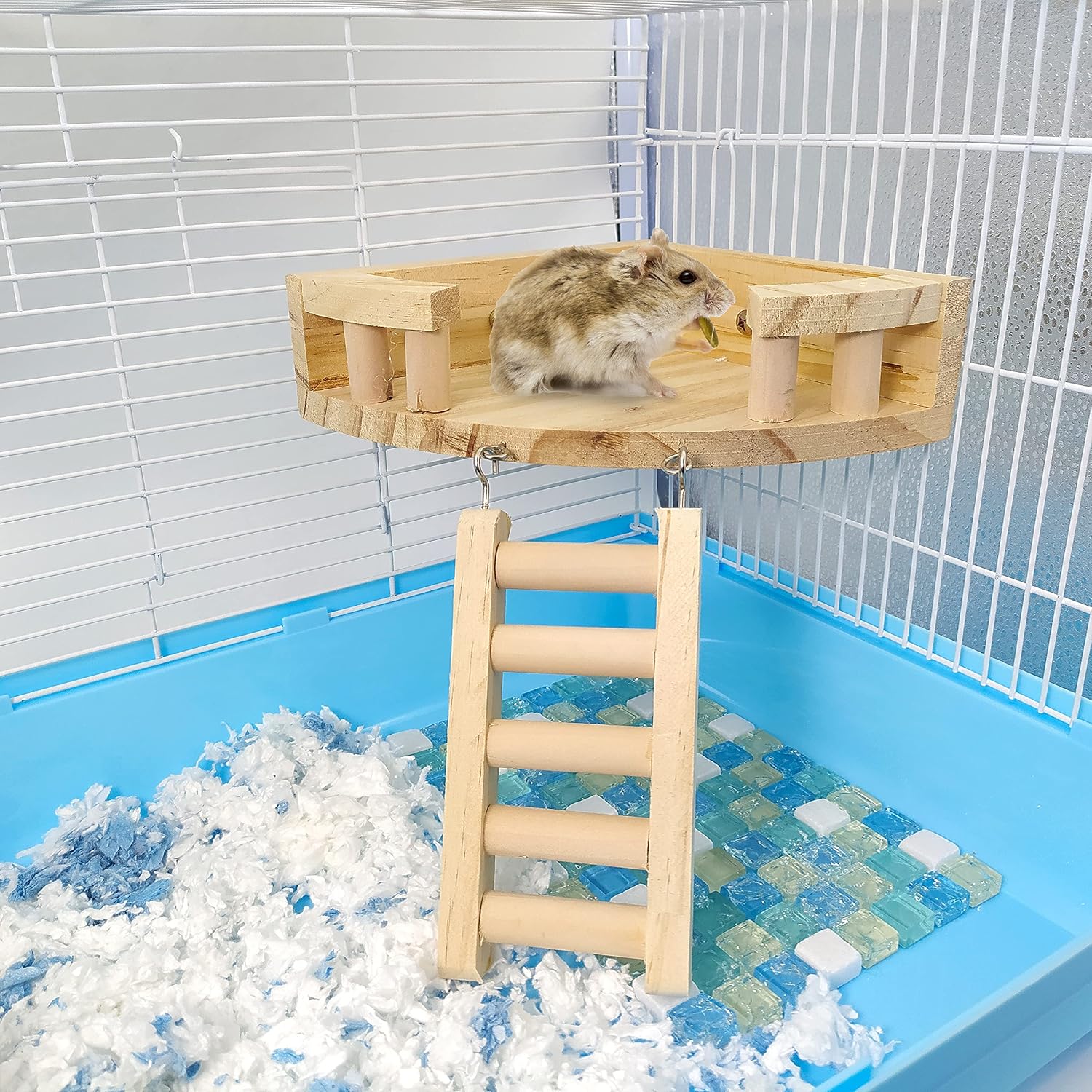 Wooden Stand Platform for Small Animal Cage-Suitable for Hamster, Parrot, Mouse, Squirrel,Chinchilla, Sugar Glider, Hedgehog and Guinea Pig…