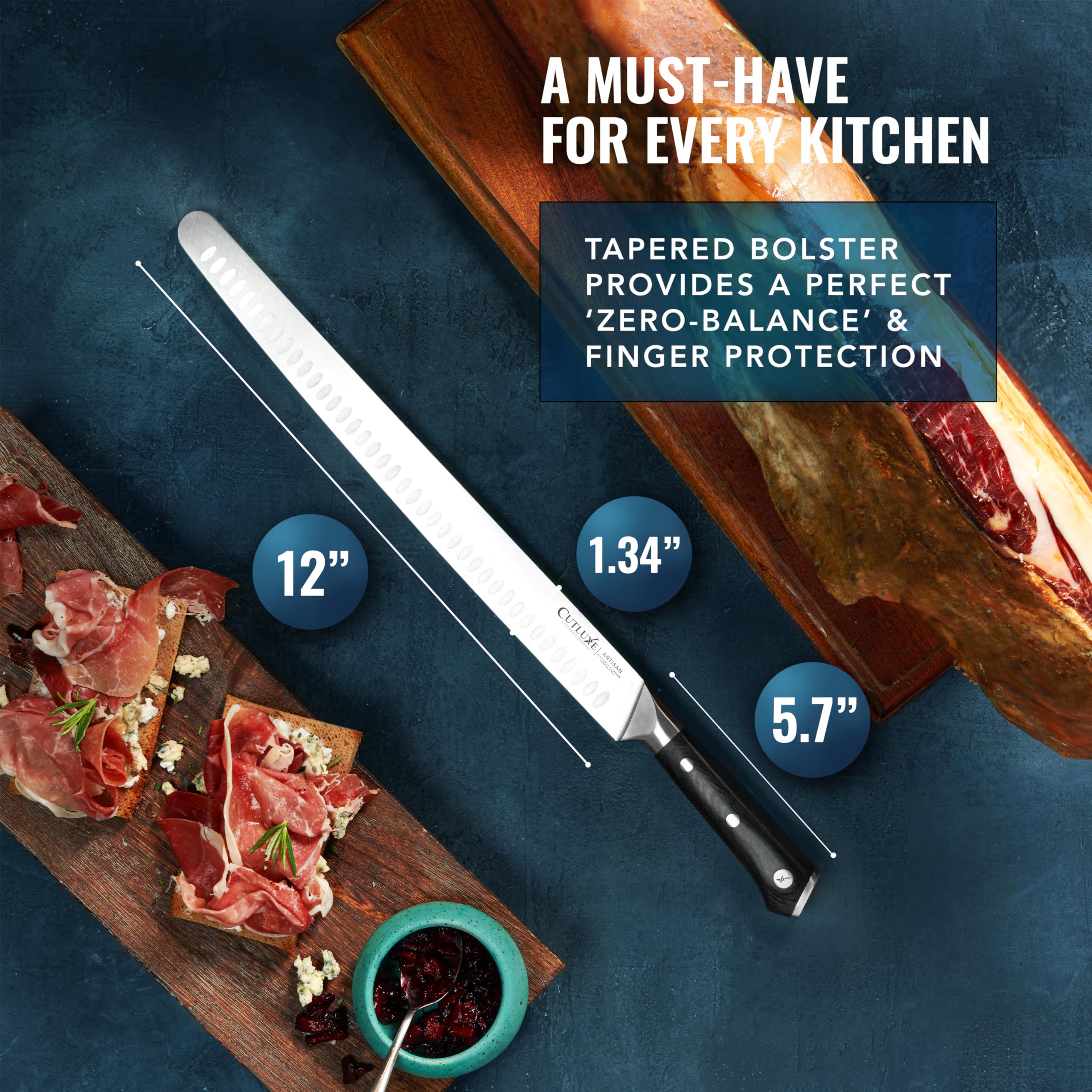 Cutluxe 14" Slicing Carving Knife – Extra-Long Brisket Knife for Meat & BBQ — Amazon image 7