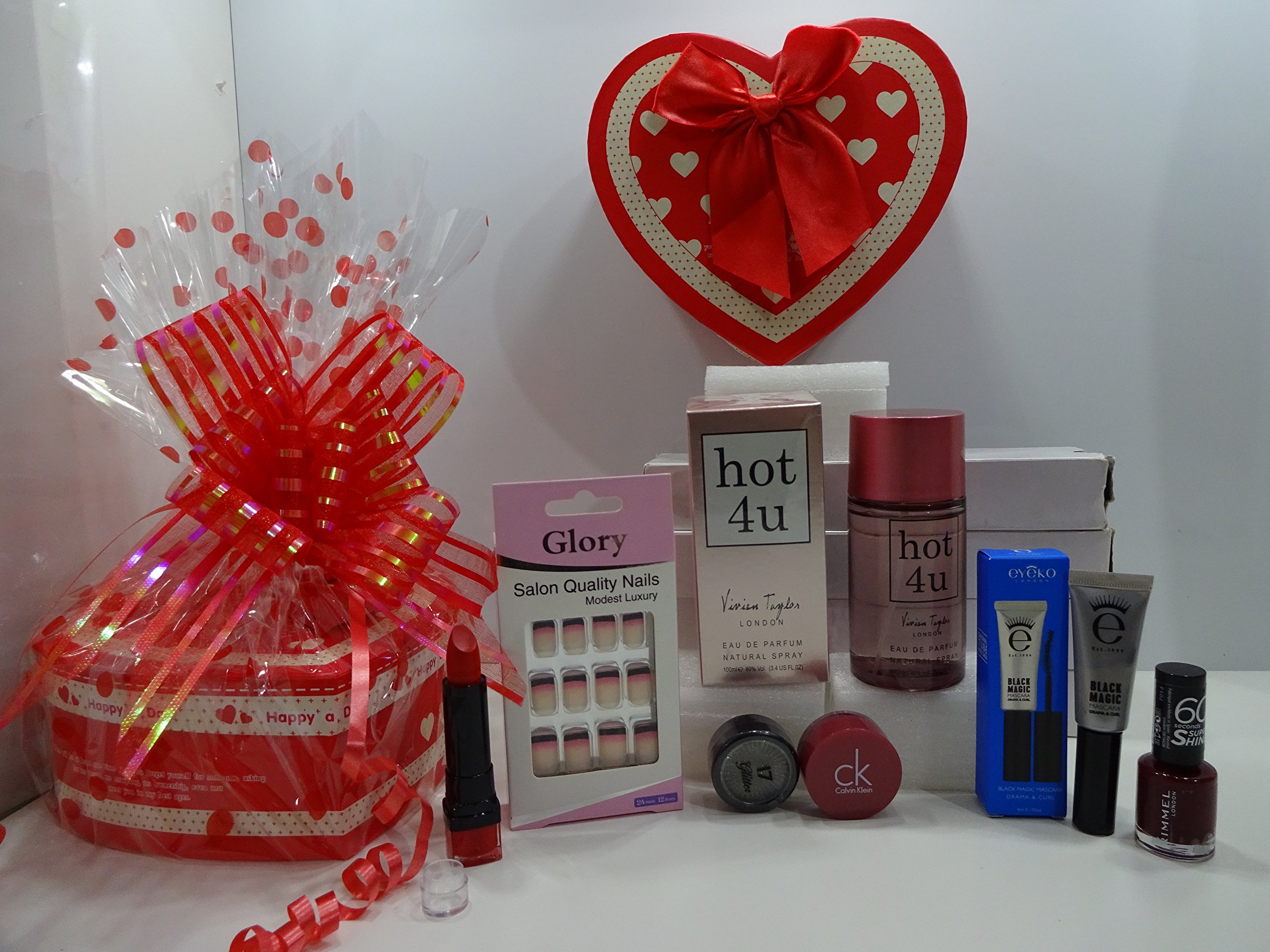 Panier de cadeau de Saint-Valentin pour elle ~ Luxe 7PC Parfum et maquillage Beauté Boîte cadeau Panier cadeau pour elle... Édition limitée 125...