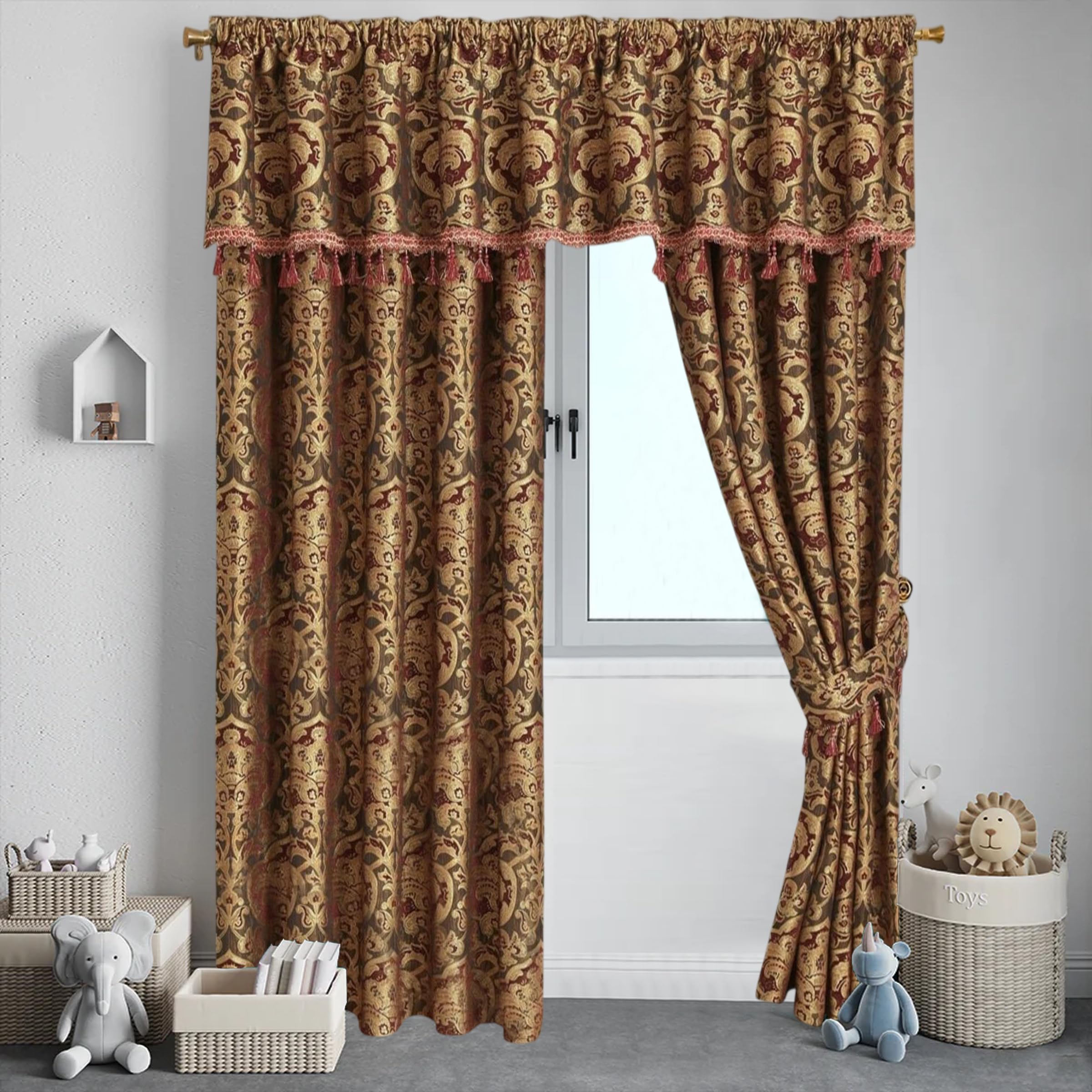 SSP Jacquard Pencil Pleat Curtains Fully Lined Georgia Pair Luxury Window Drapes for Bedroom Living Room Home Décor Easy Care