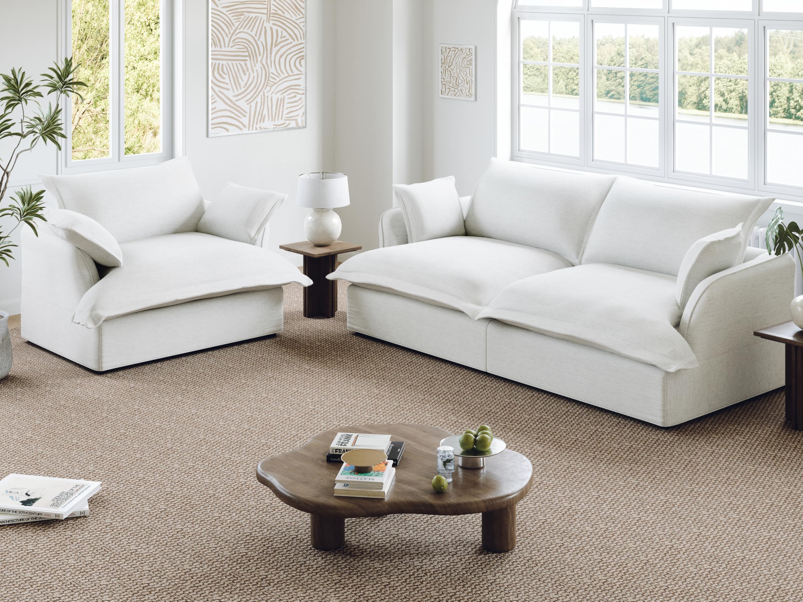 Lopzeho 82” Modular Sectional Sofa, Comfy Down Fill Cloud Couch, Loveseat with Single Seater, Small Couch with Washable Cover, Sectional Couches for