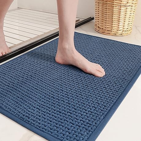 Navy Blue Chenille Bathroom Mat: Comfort and Style for Your Bathroom