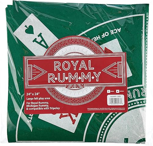 Miniatura 5 de Royal Rummy - Tapete de fieltro verde de 24 x 24 pulgadas, juegos de cartas de casino familiar clásico de apuestas y bluffs, para fanáticos de los