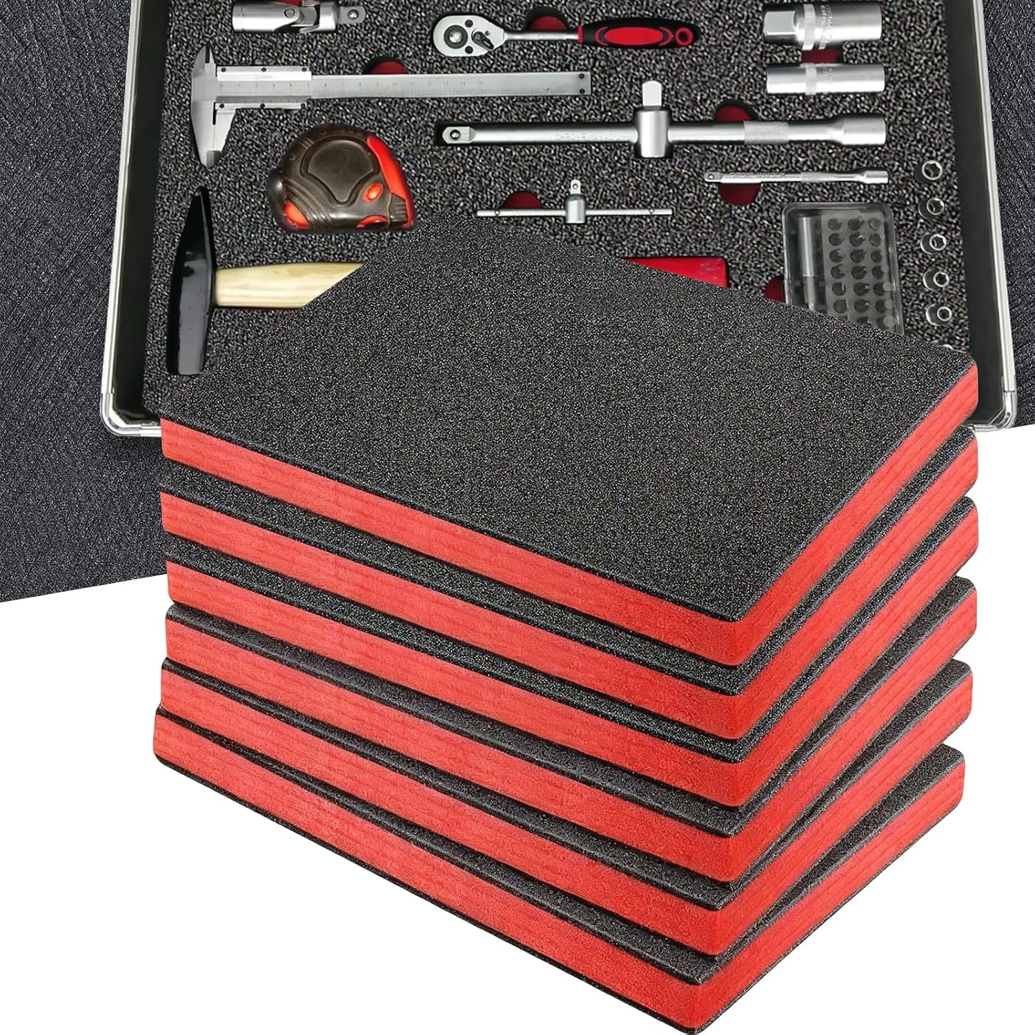 6Pcs Tool Box Foam Inserts for Cases 22x18x1 inch Tool Box Liner Polyethylene Tool Foams Sheets Cuttable Storage Sheets for Toolbox Hard Case Drawer Camera Toolbox Storage Tool Shadow Insert