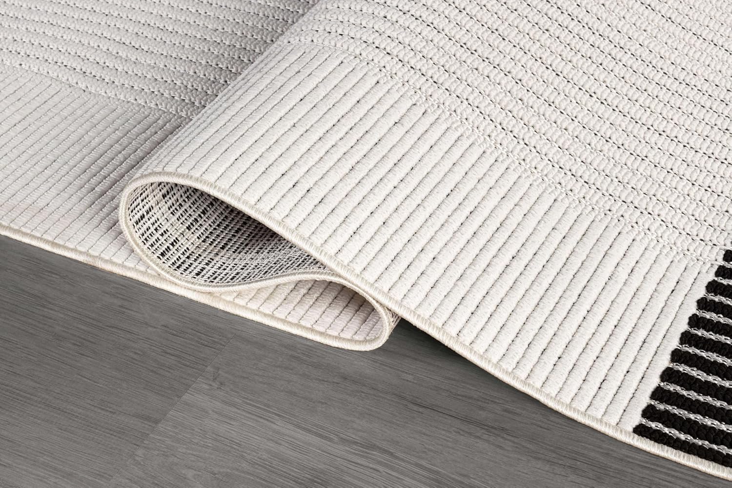 Luul Home Modern Micro Loop Indoor Area Rugs for Living Room Bedroom Kitchen Geometric Striped Black-White 4x6 Luxury Durable Low and High Pile Non-Shedding Stain Resistant Soft Area Carpet 4 x 6