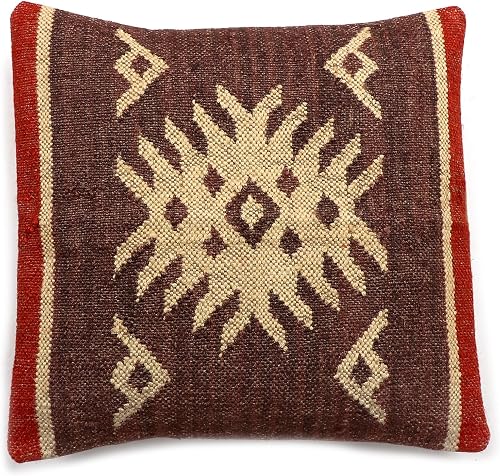 Shivanifashions Kilim Pillow Cover Vintage Square Cushion Handwoven Pillow Case 