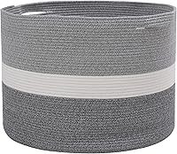 Vista 15 de Cesta grande de cuerda de algodón de tamaño máximo de 24 x 24 x 17 pulgadas, cesta de almacenamiento extragrande, cesta de lavandería tejida