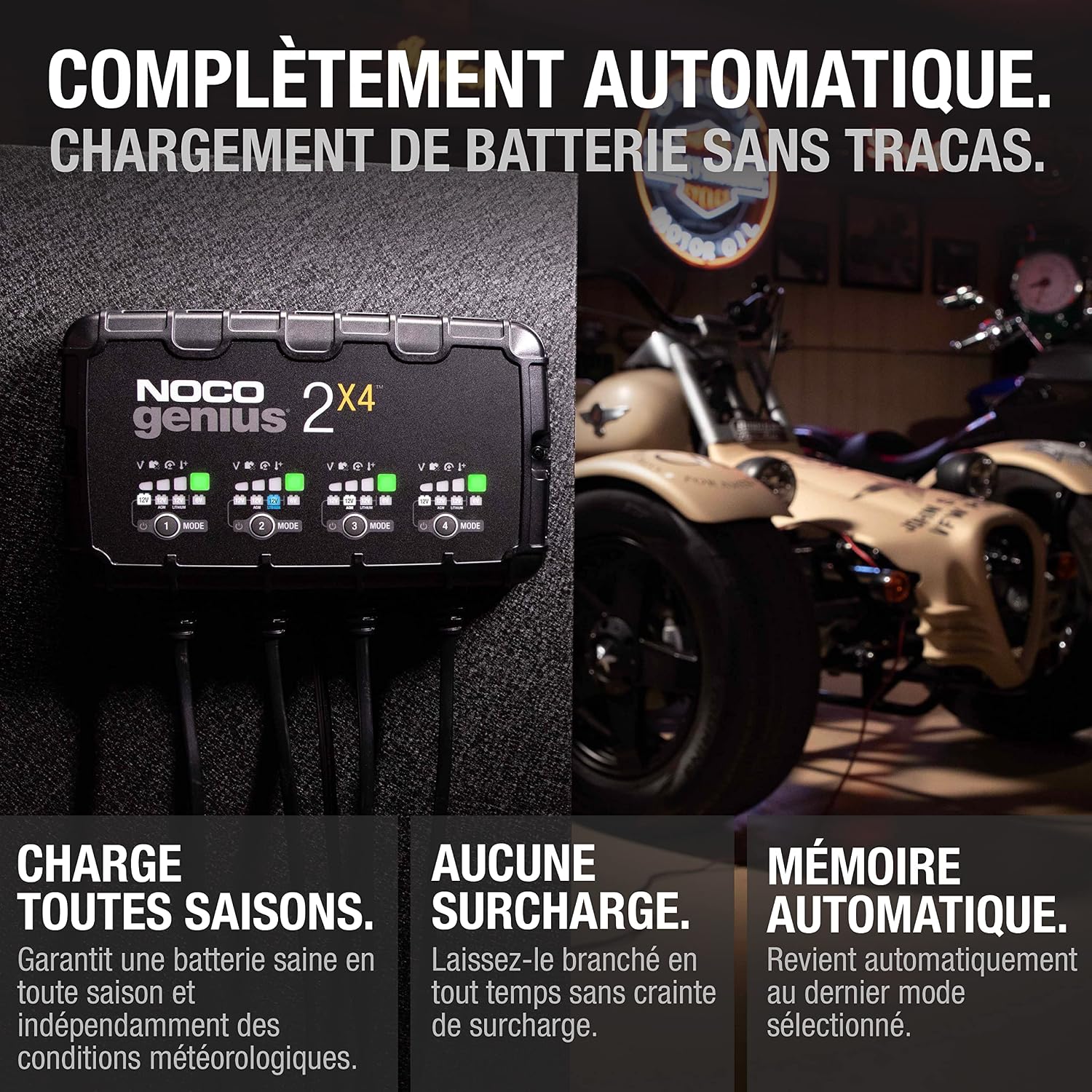 GENIUS2X4 en vue rapprochée montrant les indicateurs et le design premium