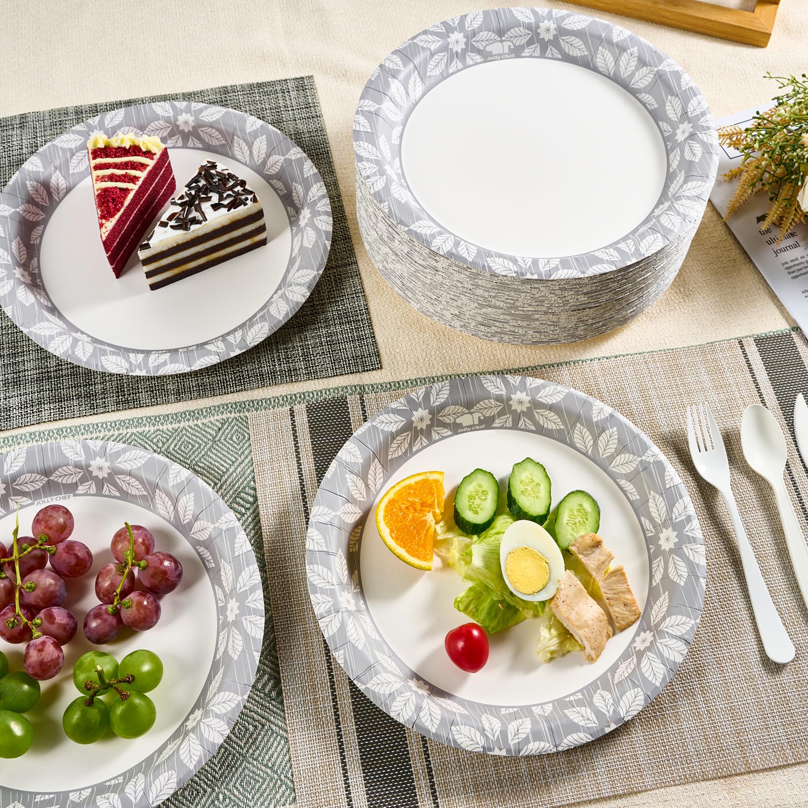 JOLLY CHEF Disposable Paper Plates - 140 Pack -5