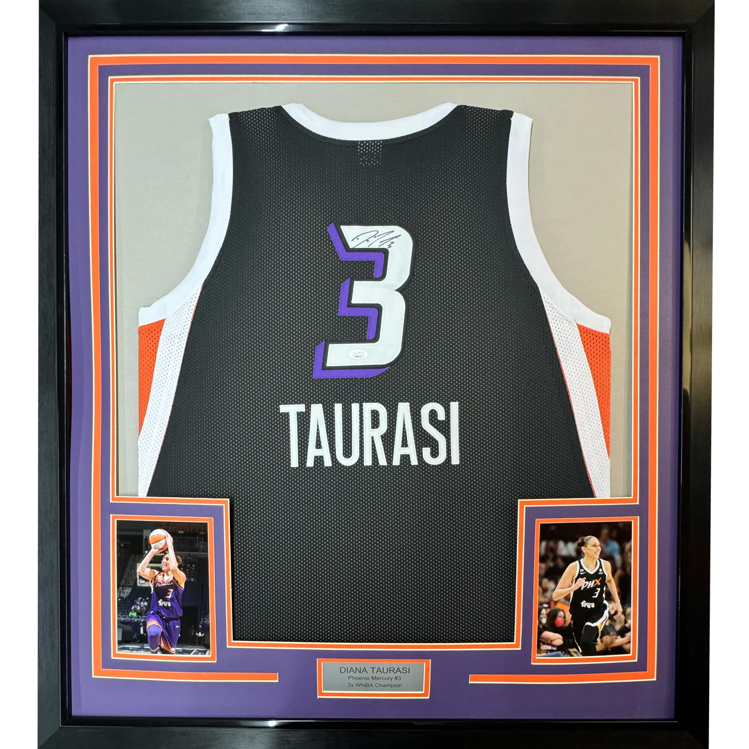 Framed Autographed/Signed Diana Taurasi 35x39 Phoenix Black