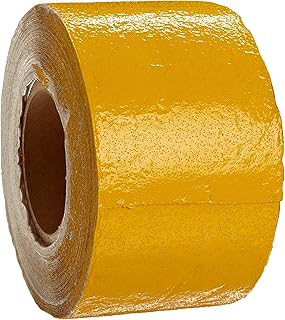 Brady 78262 150' Length x 4" Width Foil-Backed Vinyl Coated with Sand and Reflective Beads, Reflective Yellow Economy Pavement Marking Tape