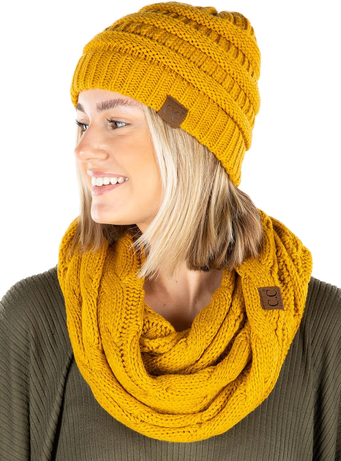 Funky Junque Beanie & Infinity Scarf Gift Set – Matching Winter Accessories Sets for Women, Soft Knit Hat and Scarf Bundle