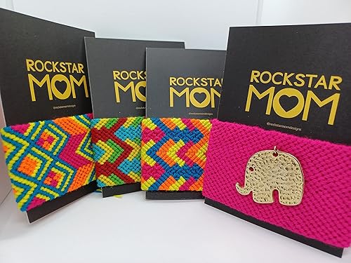 Miniatura 6 de Wayuu Fucsia Bracelet with Gold Elephant