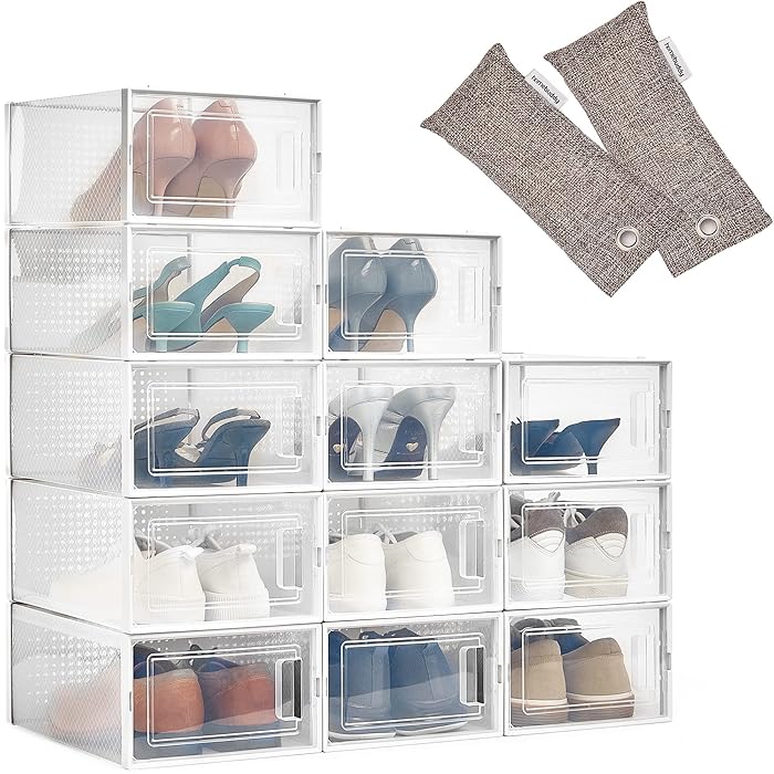 Buy HomeBuddy Shoe Organizer for Closet 12 Pack Shoe Boxes Clear