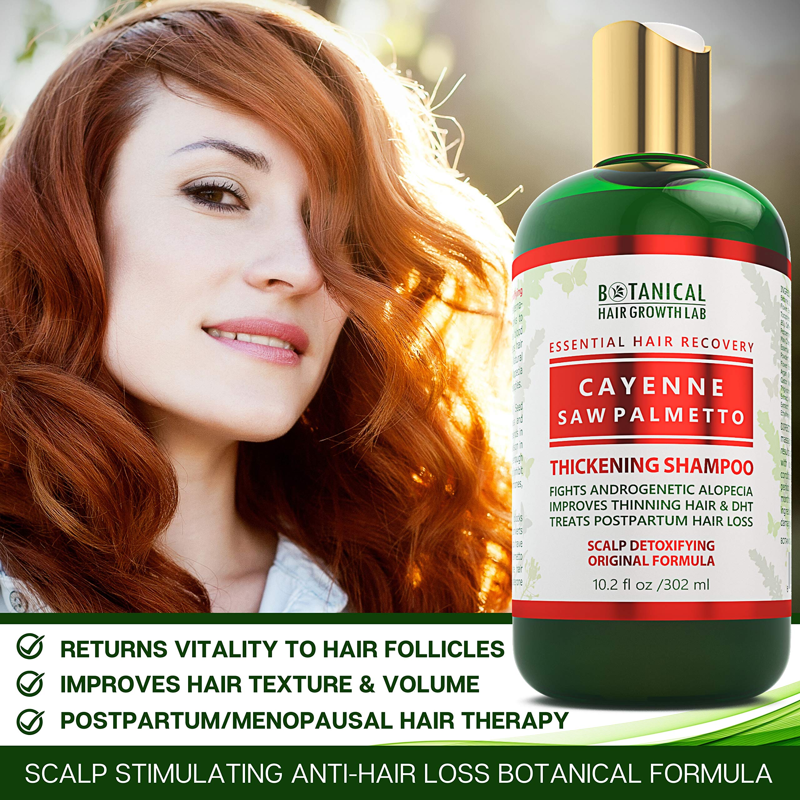 Hair Growth Cayenne & Saw palmetto Scalp Stimulating Botanical Shampoo, Original Formula Fights