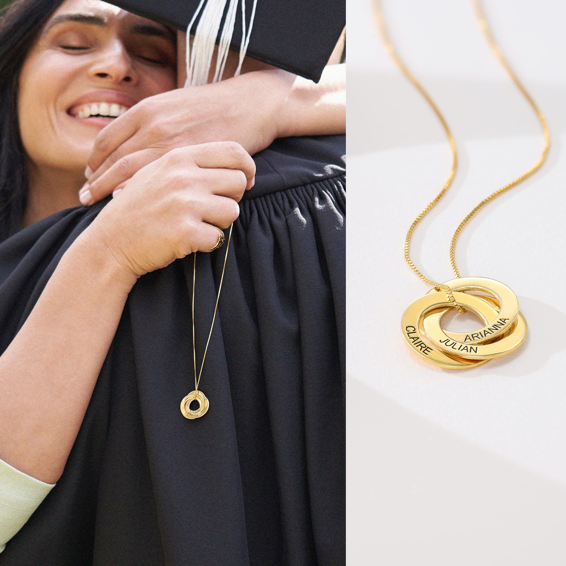 MyNameNecklace MYKA Collar Anillo Ruso Grabado - Regalo Personalizado para Ella, Regalos para Mujer