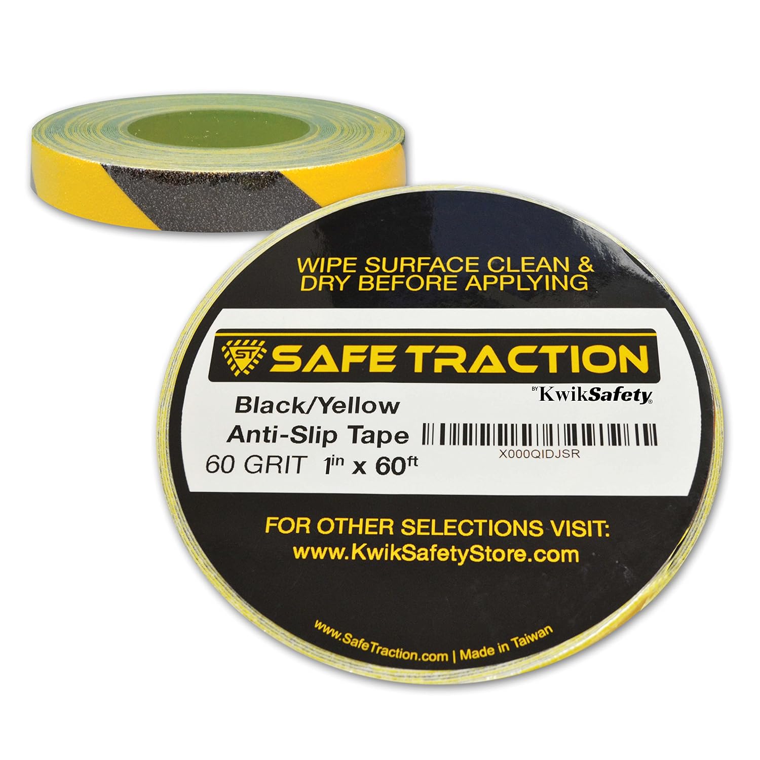 KwikSafety Tiger Shark Black/Yellow Stripe Anti Slip Tape | 1” x 60’