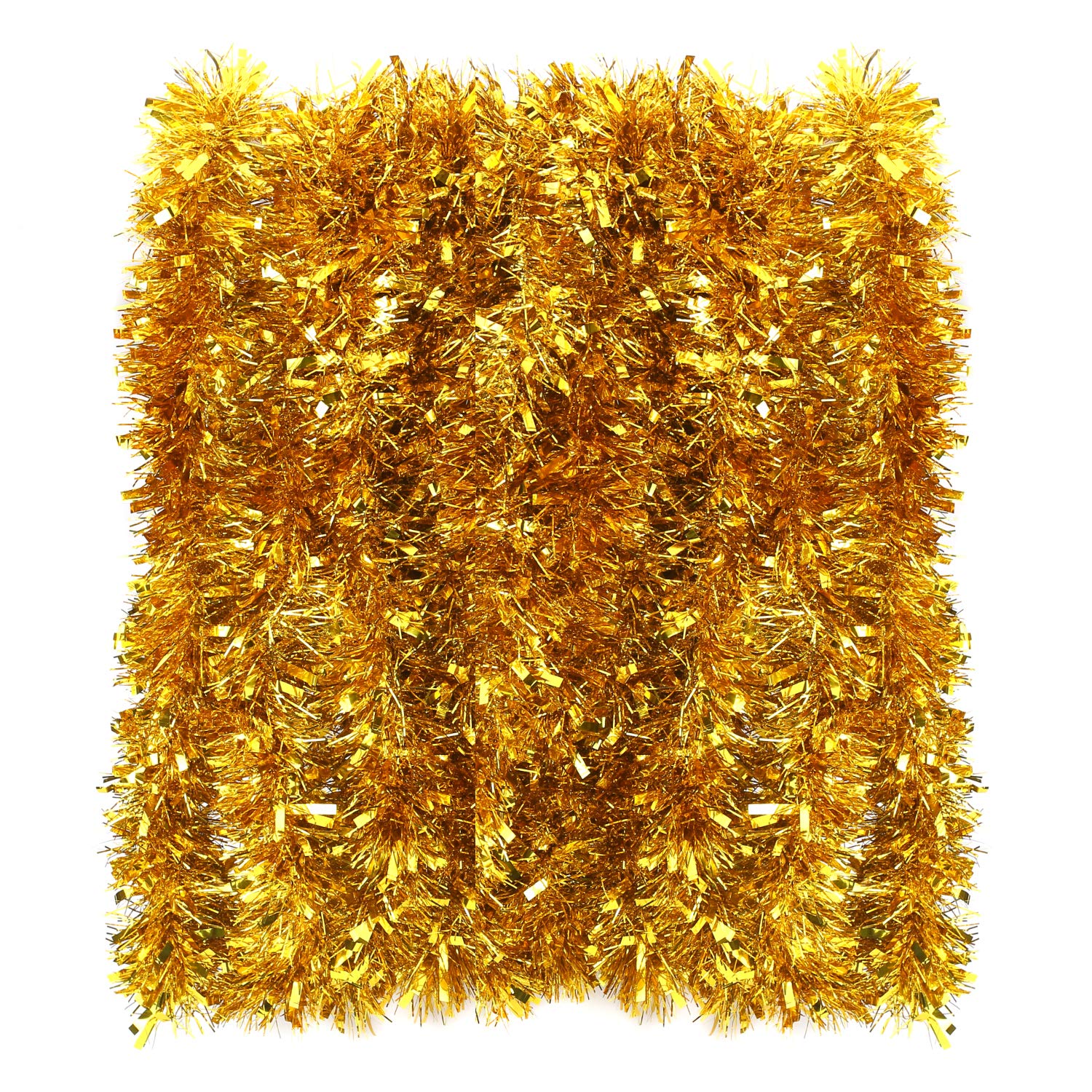 Guirnalda de espumillón para Navidad, Guirnalda de oropel navideña, oropel Grueso de 32,8 pies(Gold Tinsel)
