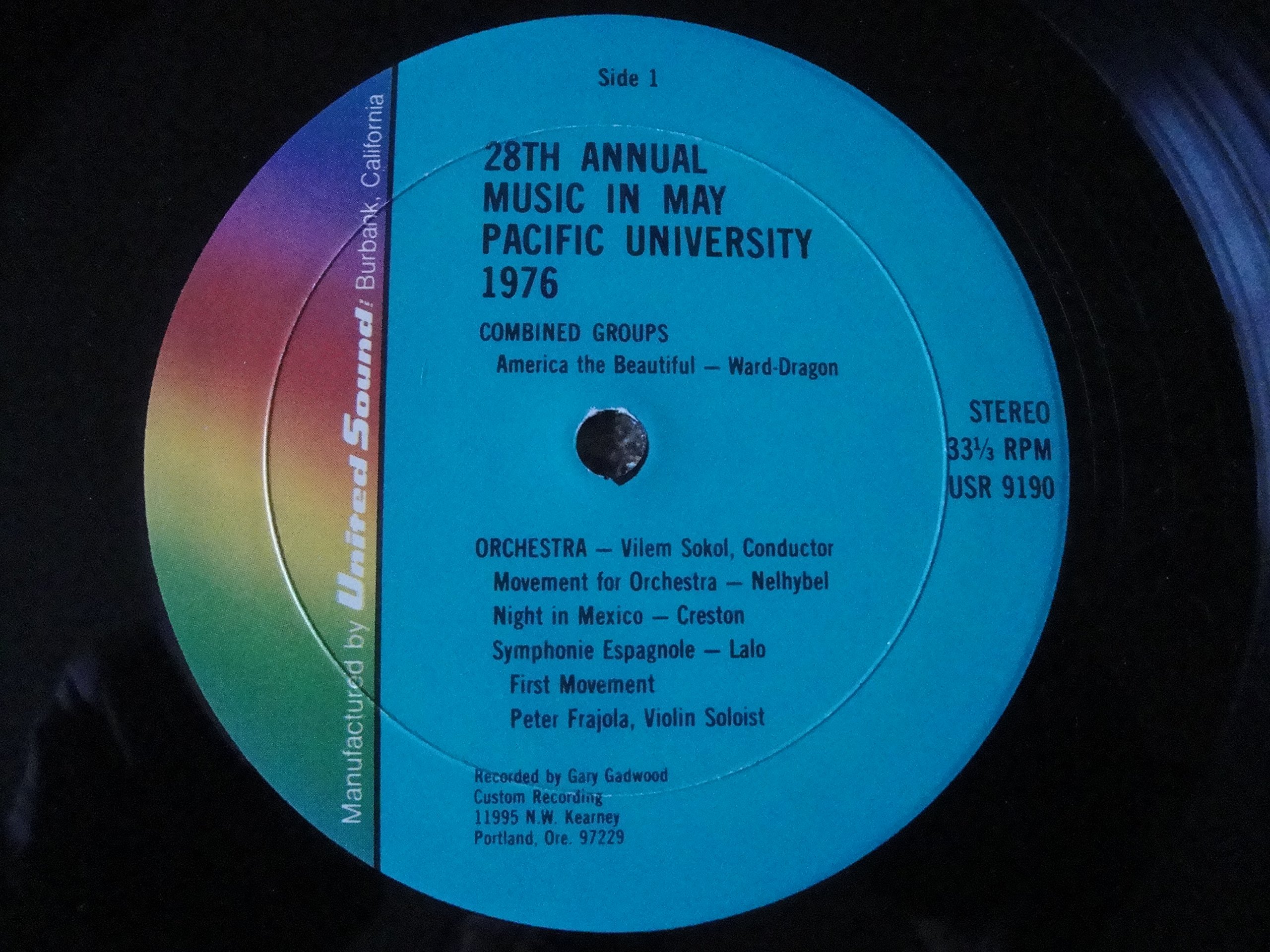 Pacific University 28th Annual Music In May Concert 1976 Vinyl Lp