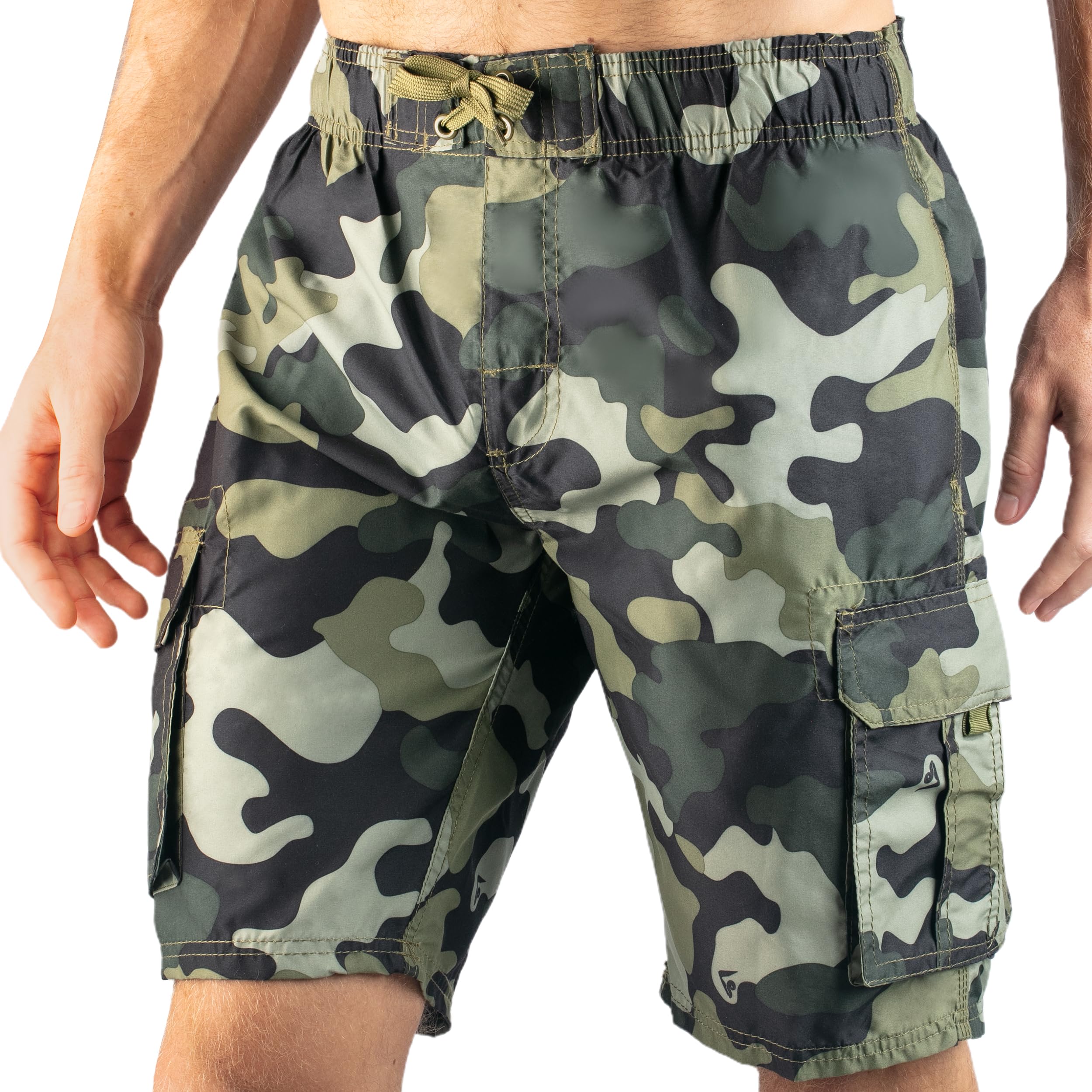 Men's Barracuda Swim Trunks (Regular & Extended Sizes), Camo Army Green, X-Large-image-11