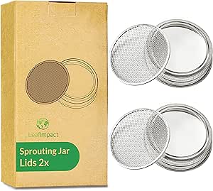 2 Pack Seed Sprouting Jar Lids | For 2.75" Regular Mouth Mason Jars | Fresh Sprouts at Home | Strainer Screen for Canning Jars | 304 Stainless Steel Lid for Growing Broccoli, Alfalfa, Beans &amp; More