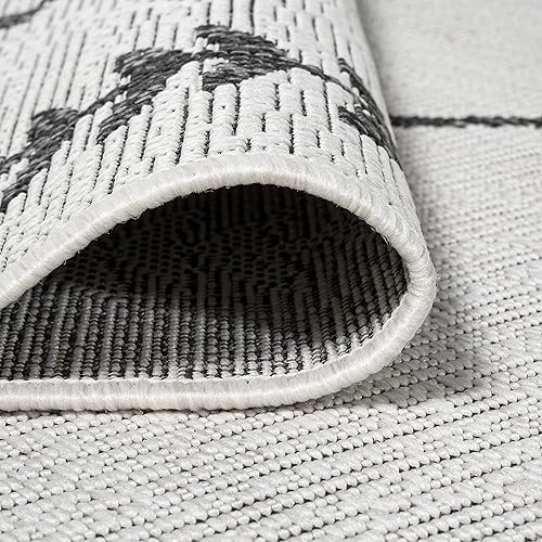 Miniatura 5 de JONATHAN Y Alfombra tribal de enrejado de diamantes para interiores y exteriores, 3 x 5 pies, marfilnegro, Derya para patio trasero, patio, porche,