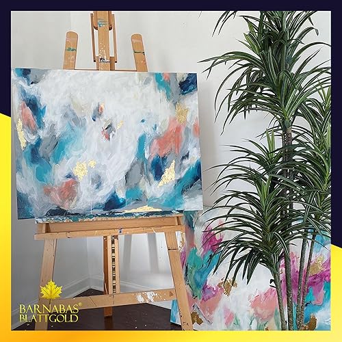 Miniatura 146 de Barnabas Blattgold Hoja de oro, oro real de 22 quilates [25 hojas, 3.1 pulgadas] - Patente de transferencia para pintura, artes y manualidades