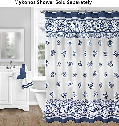 Miniatura 6 de Newbridge Cenefa de tela para ventana de cocina, cenefa de 60 pulgadas de ancho x 15 pulgadas de profundidad, azul mediterráneo, cenefa de cocina