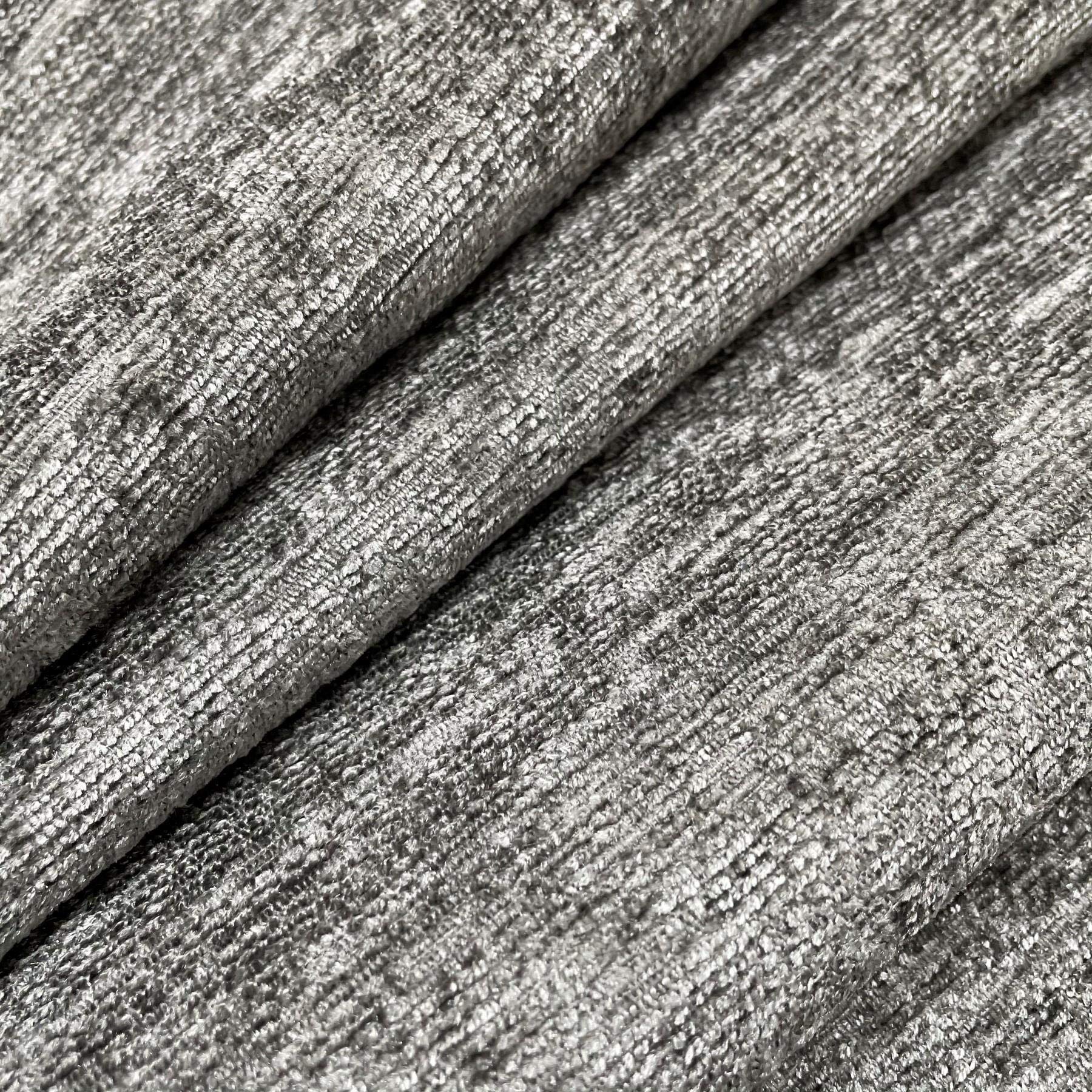 I Want Fabric Silver Designer Luxury Soft Plain Solid Heavy Weight Upholstery Curtain Cushion Chenille Velvet Fabric Fire Retardant Shimmering Look Sofa Furniture Material Sold By The Metre