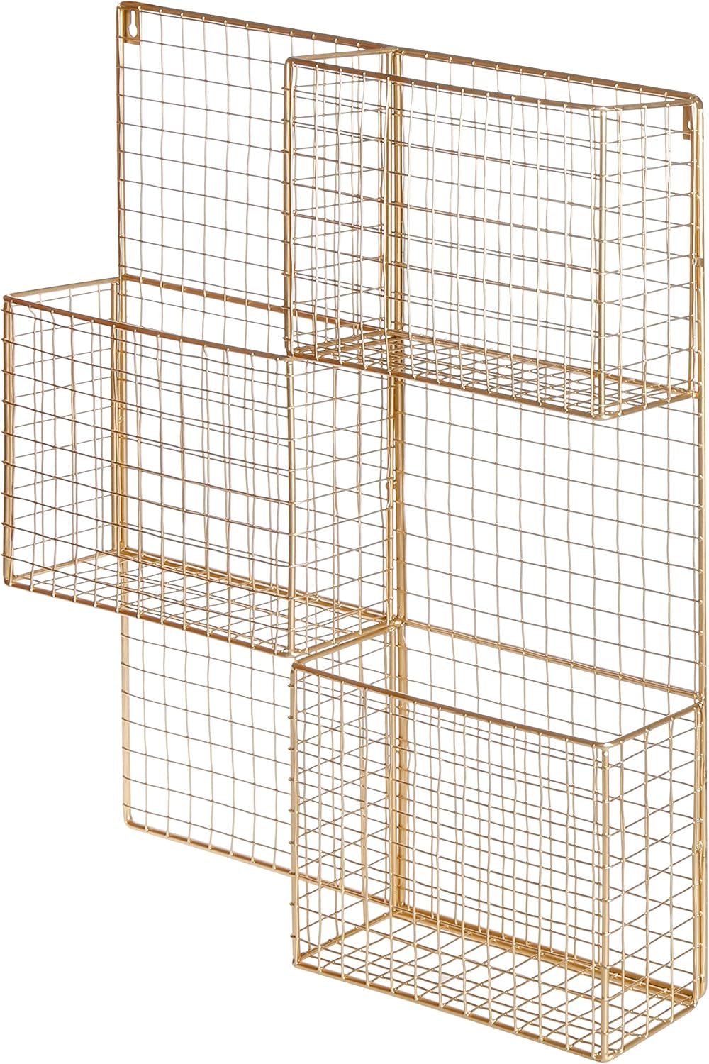 Amazon.com: MyGift 3-Pocket Modern Brass Metal Mesh Wall Mounted ...